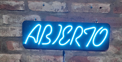 Cartel Abierto Led Neon Grande 60 X 18 Cm Verde