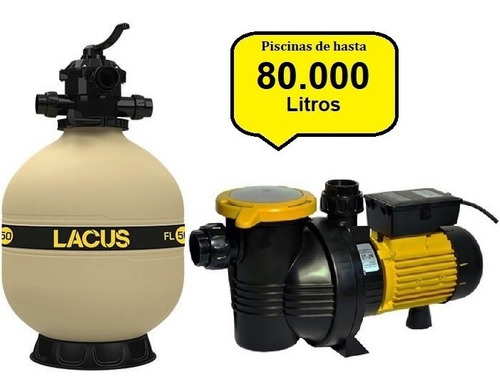 Equipo Filtrante Piscina 80000 L Fl 50 + Bomba 1 Hp Lacus