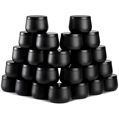 Juego De 24 Latas Velas, Tarros De Vela Negros De 4 Oz ...