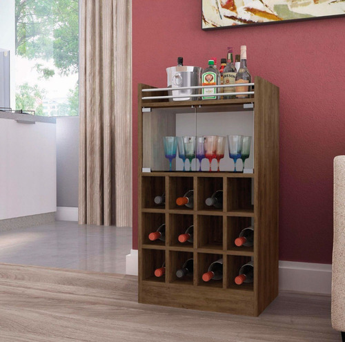 Bar Mueble Living Aparador Buffet 2 Puertas De Vidrio 197d