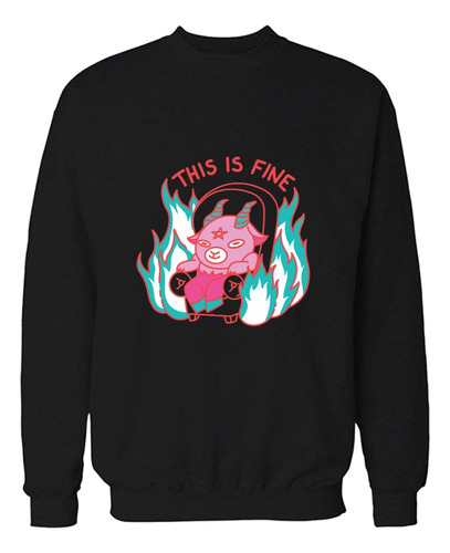 Buzo This Is Fine, Pink Goat Memoestampados