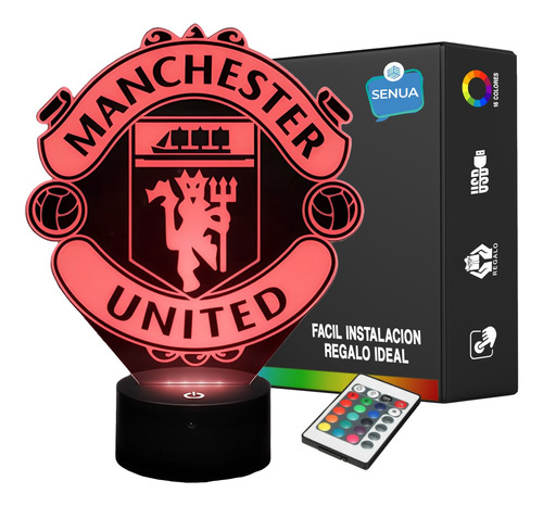 Lámpara De Noche Led Manchester United Holograma Decoración