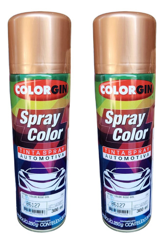 Tinta Spray Automotiva Rose Gold Colorgin 300ml 2 Unidades