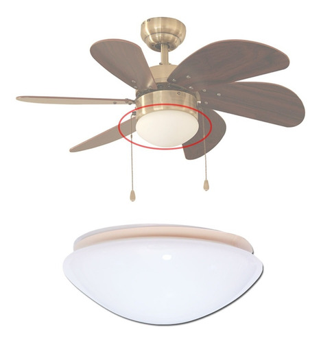 Plafón Cristal De Repuesto Para Ventilador Decorativo C/luz Diámetro 16 cm