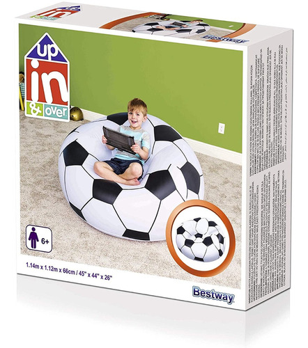 Sillon Inflable Futbol Balon Sofa Niños Juego Bestway Barril Color Negro