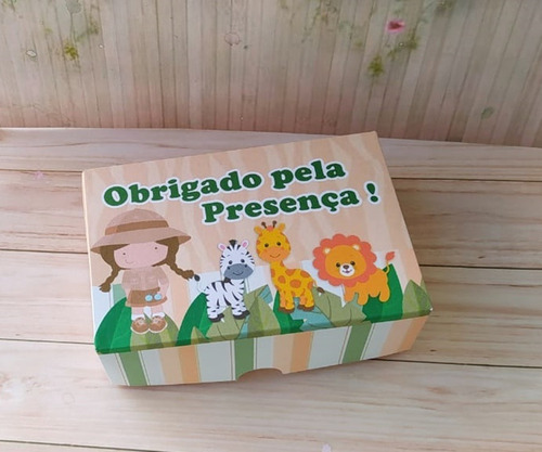 Imagem 3 de 4 de 30 Caixas 6 Doces Safari Lembrança Festa Infantil