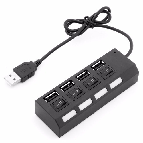 4 Puertos Usb 2.0 Hub Para Cel Y Pc - Negro