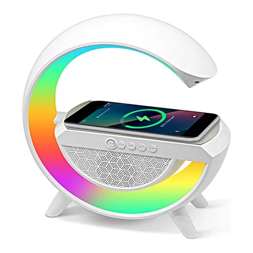 Parlante Cargador Inal mbrico Celular Bluetooth Lampara Led