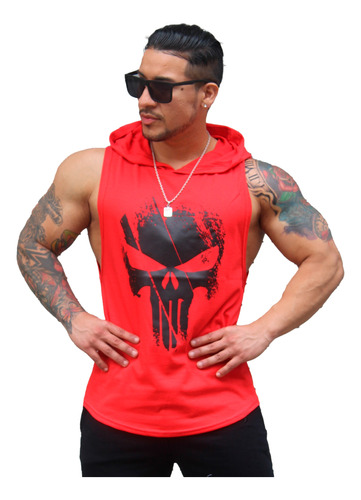 Polera Capucha Sin Manga Gym / Musculosa The Punisher