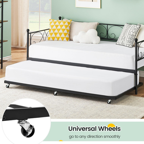 Sofá Cama Individual Nido De Metal Color Negro Ahorro Espaci