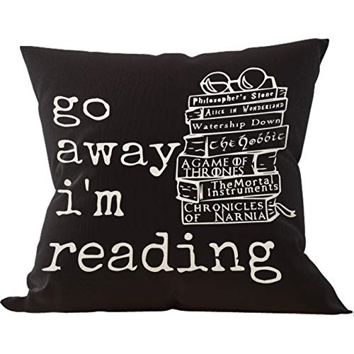 Funny Quotes Go Away I&#39;m Reading Throw Pillow Funda...