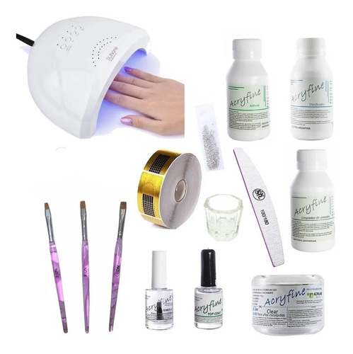 Kit Completo Uñas Esculpidas Gelificadas Gel Moldes Cabina 