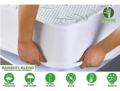 Sobre Colchon Individual Bamboo Blend Impermeable