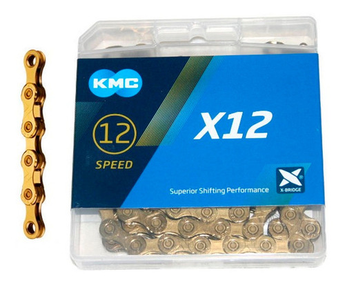 Cadena Bicicleta 12 Vel Kmc X12 Gold 126 Eslabones Liviana