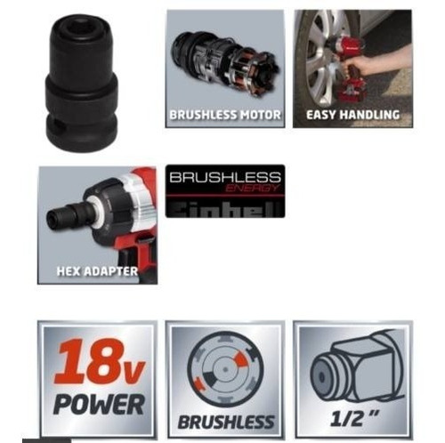 Imagen 7 de 8 de Llave Impacto Inalambrica Einhell Enc 1/2 Brushless 215 Nm Sin Bateria Te-cw 18 Li Bl Solo Dgm