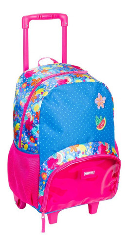 Kit Mochila Escola Floral Plus Infantil Rodinhas G Lancheira