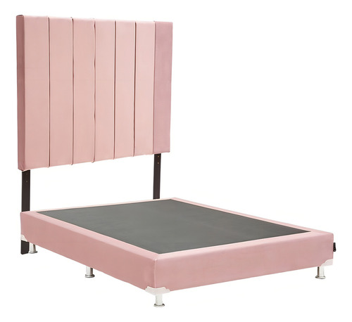 Cabecera King Size Dicasa Argos + Box Dante Palo De Rosa Color Rosa Claro