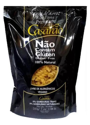 Kit 6x: Macarrão Fusilli Premium Sem Glúten Casarão 200g