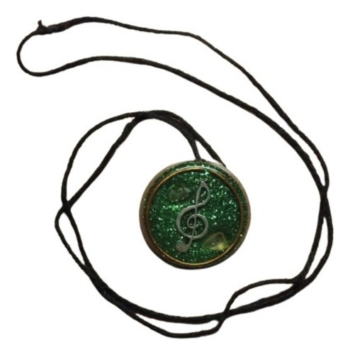 Collar Clave De Sol Orgonita Con Gliter Verde 