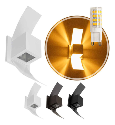 1x Arandela Box Aba Efeito 2 Foco Alumínio + Led G9 5w St890 Estrutura Branco 127/220V