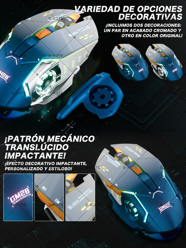 Mouse Gamer Rgb Inalámbrico Bluetooth G-xqte Dual Mode Bt & usb 2.4g Color Azul GM28ProMax