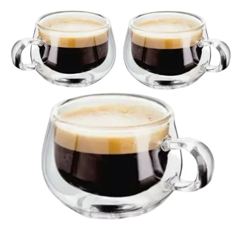 comprar Jogo Xícaras Vidro Duplo Caneca Copo Parede Dupla Café Chá