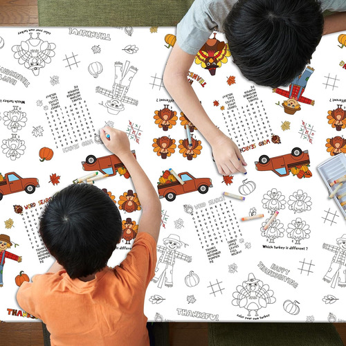 Pañal De Mesa Para Colorear Niños, Set De 3 Piezas Para Otoñ