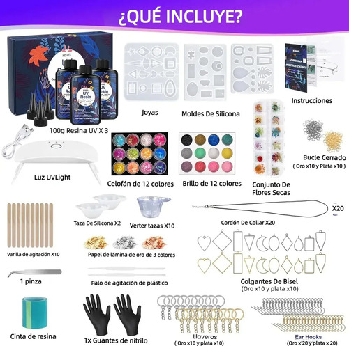 Kit De Resinas Uv Con Lámpara Para Hacer Joyas Diy Moldes Para Resina Moldes De Silicona Para Resina Kit De Manualidades