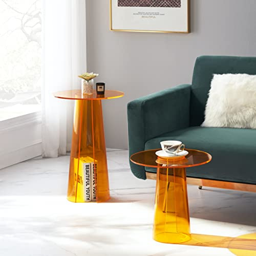 Orange Colored Acrylic Lucite Sofa Side Table Beautiful...