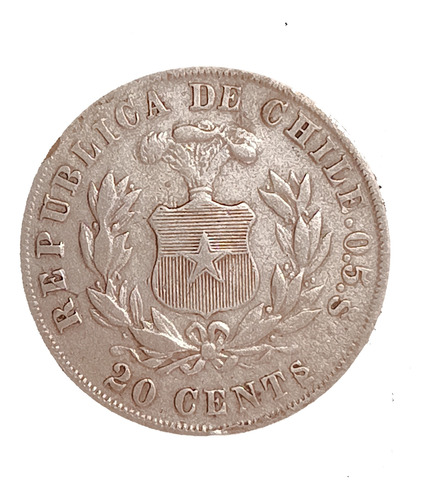 Chile 20 Centavos 1892 Excelente Plta Km 138.2