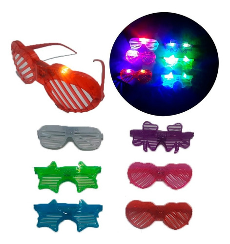 10 Lentes Led Rejilla Luminosos Luz Fiesta Batucada Boda