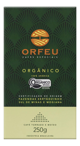 Café Torrado e Moído Orgânico Orfeu Caixa 250g