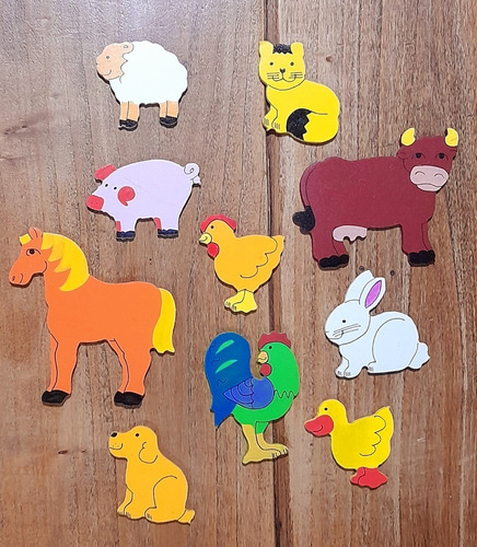 Imanes De Madera Didácticos - Animales De Granja
