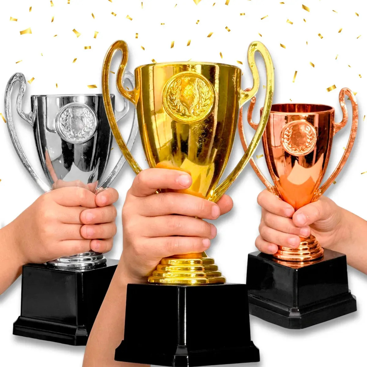 3 Trofeos Premio Primer Segundo Tercer Lugar Ganador Dorado