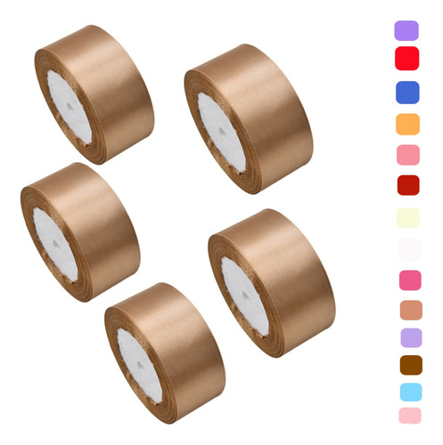 5 Rollos Satinado Decoracion Colores Listón 4cm 114 Metros