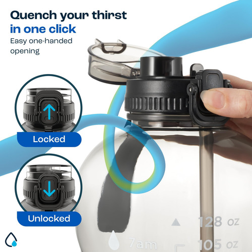 Aquafit Botella De Agua De 1 Galón Con Marcador De Tiempo -