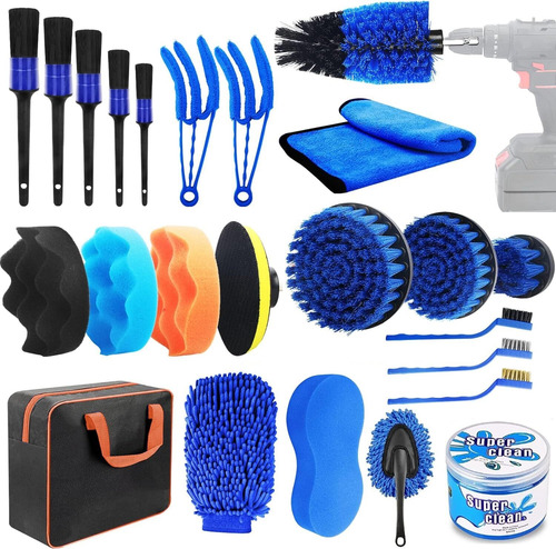 Juego De 24 Cepillos Para Detalles De Coche,kit De Lavado