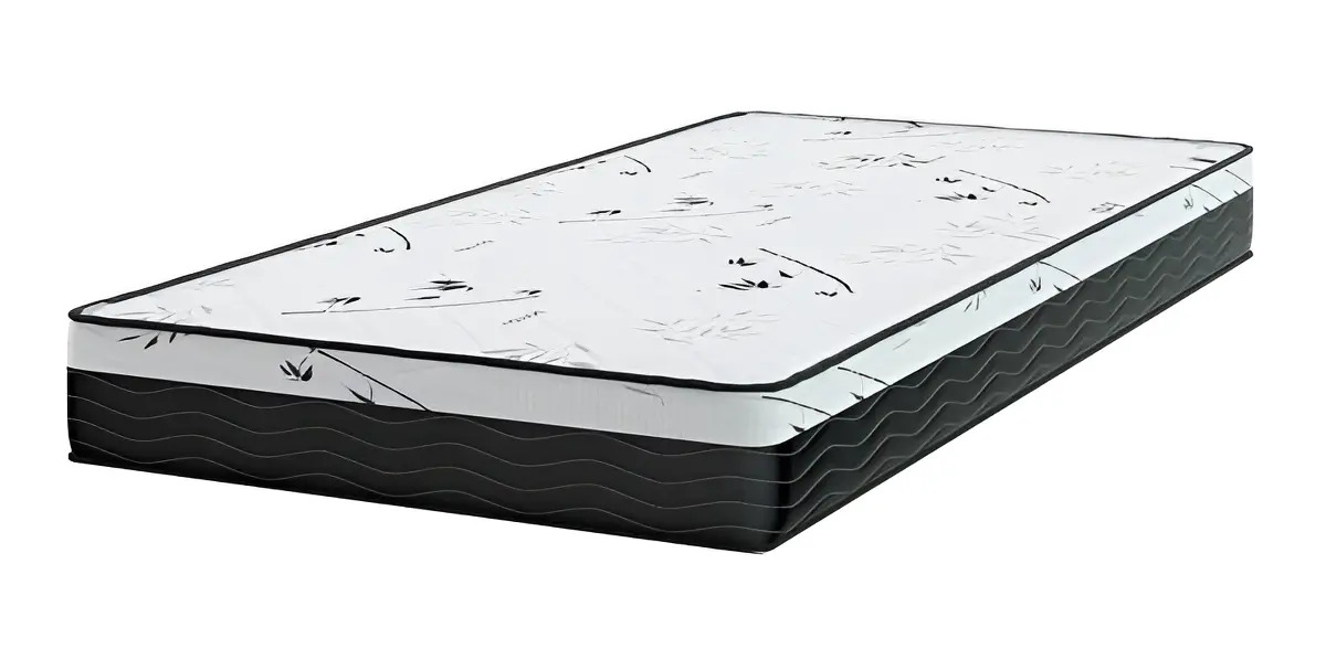 Colchão Solteiro Espuma D33 One Face - Bello Box - 17x88x188 Cor Branco C/ Preto