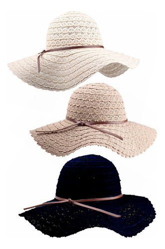 Pack De 3 Sombreros De Playa, Gorros De Paja