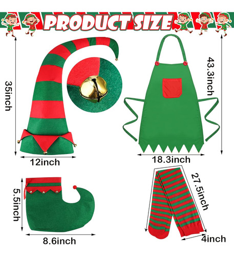 Disfraz De Elfo Navideño Para Mujer Con Medias Color Verde