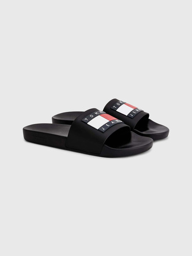 Sandalias Negras De Hombre Con Logo Essential Tommy Hilfiger