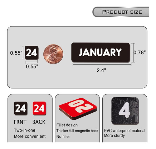 Números Y Meses Magnéticos De Doble Cara Para Pizarra Blanca
