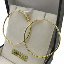 Comprar Aros  Oro 18 K Modelo Argolla Cubanos Lisos 2.2 Grs Y 4 Cm