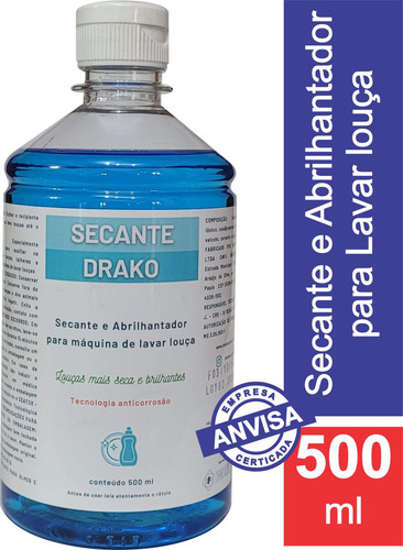Secante Abrilhantador Para Máquina De Lavar Louças 500ml