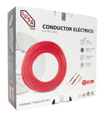 Rollo Cable Calibre 12 Thw 100 Mts Rojo Iusa