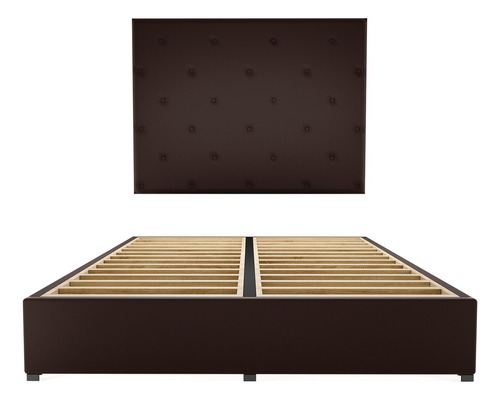 Cama Recamara Base Box Cabecera Toscana Chocolate Queen Size Color Marrón