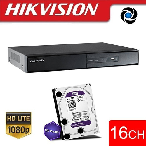 Imagen 1 de 10 de Dvr 16ch Hikvision 1080p Fullhd Audio Cctv Hdmi + Disco 2tb