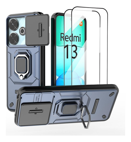 Funda Uso Rudo Cámara Protección Para Redmi 13/m6 4g+ Mica Azul Redmi 13 4g/xiaomi Poco M6 4g
