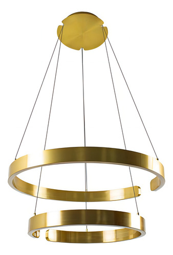Pendente Lustre 2 Anéis Ring Arco Dourado Led 80w St2123 127/220V