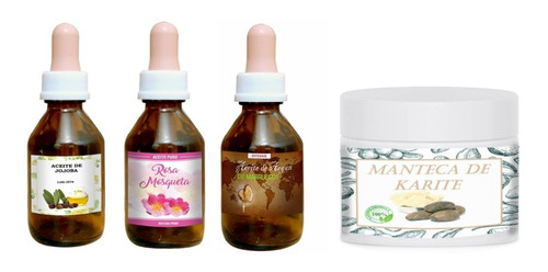 Combo 3 Aceites Rosa Mosqueta Jojoba Argán + Manteca Karité